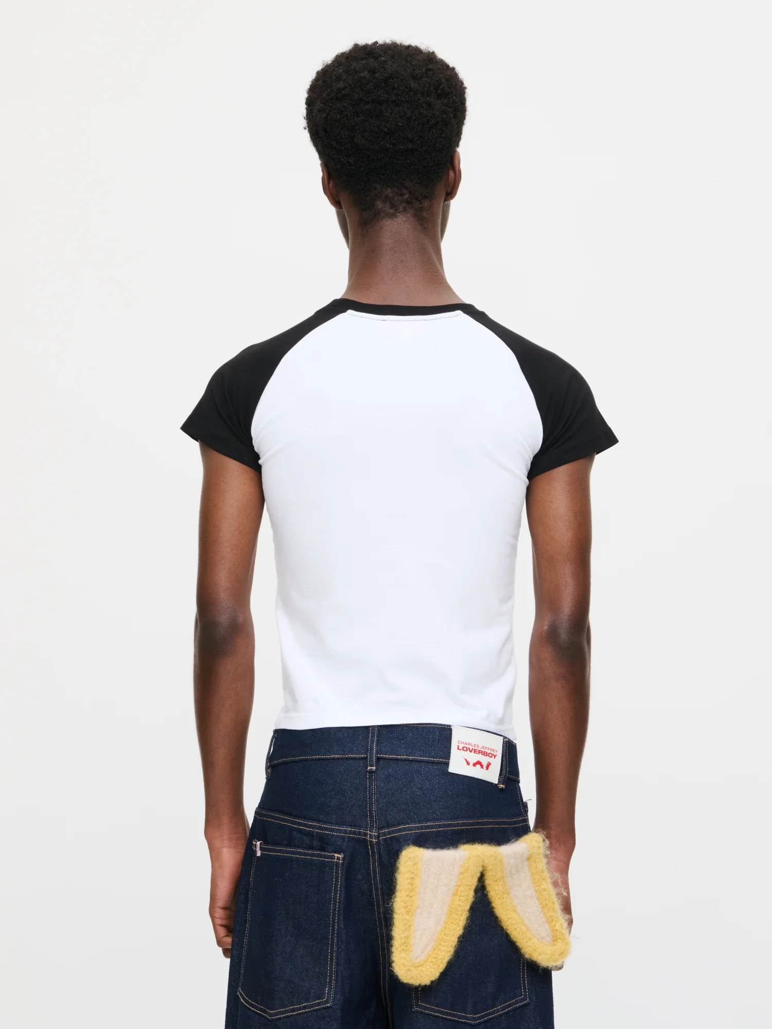 GRAPHIC BABY RAGLAN TEE in WHITE BLACK - Image 4