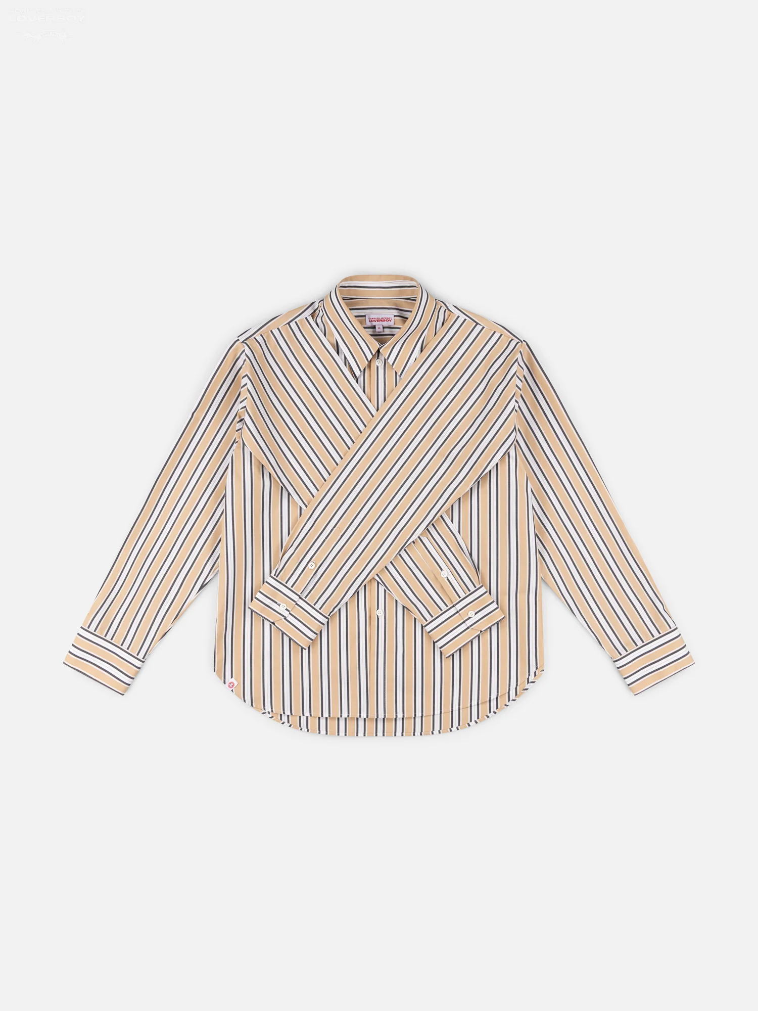 HOLD ME SHIRT in BEIGE STRIPE - Image 10