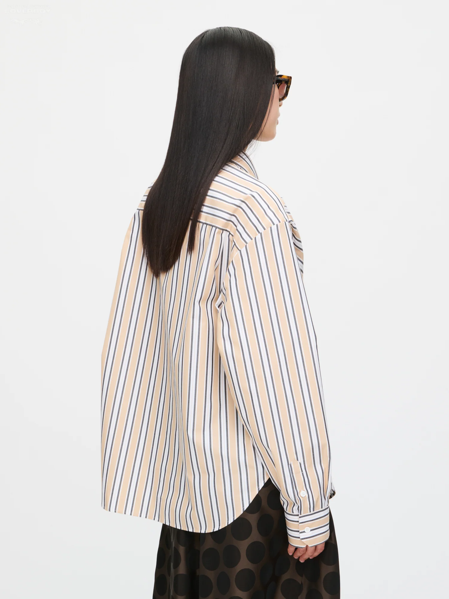 HOLD ME SHIRT in BEIGE STRIPE - Image 3
