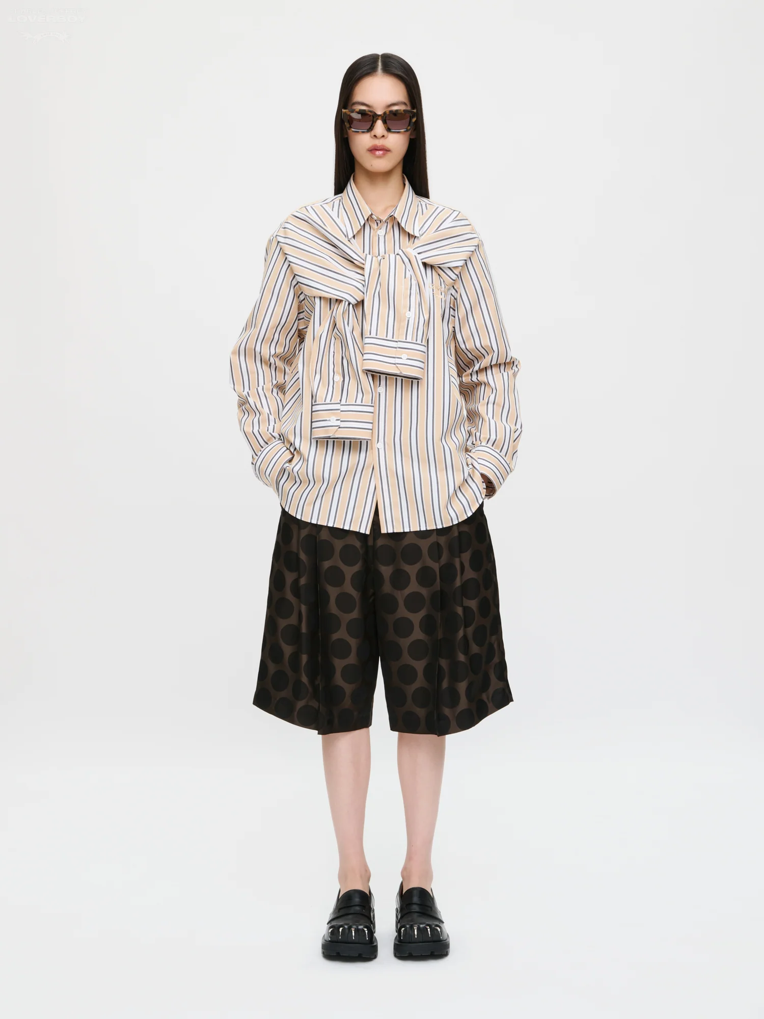 HOLD ME SHIRT in BEIGE STRIPE - Image 4