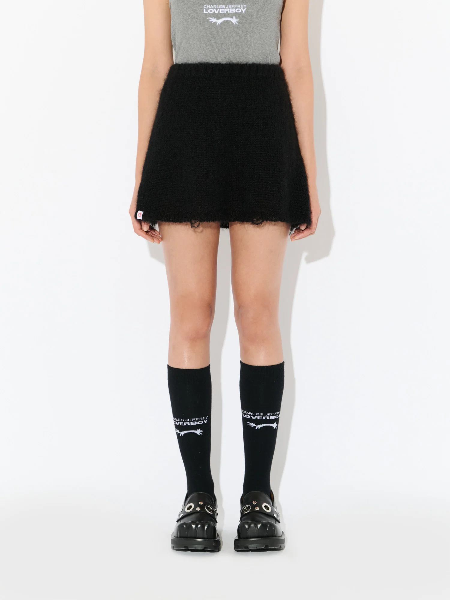 KNITTED MINI SKIRT in BLACK
