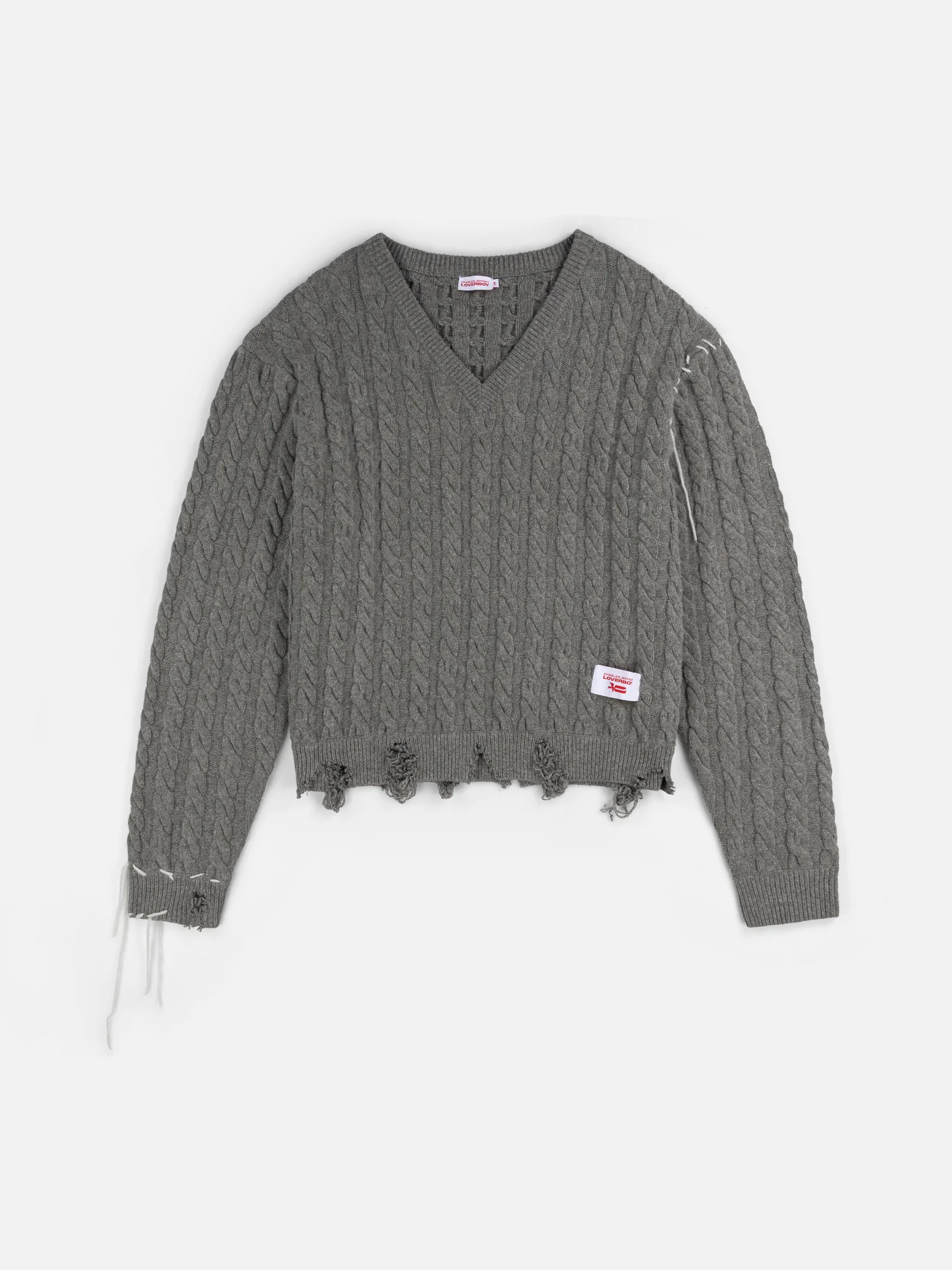 LABEL CABLE KNITTED JUMPER in GREY - Image 5