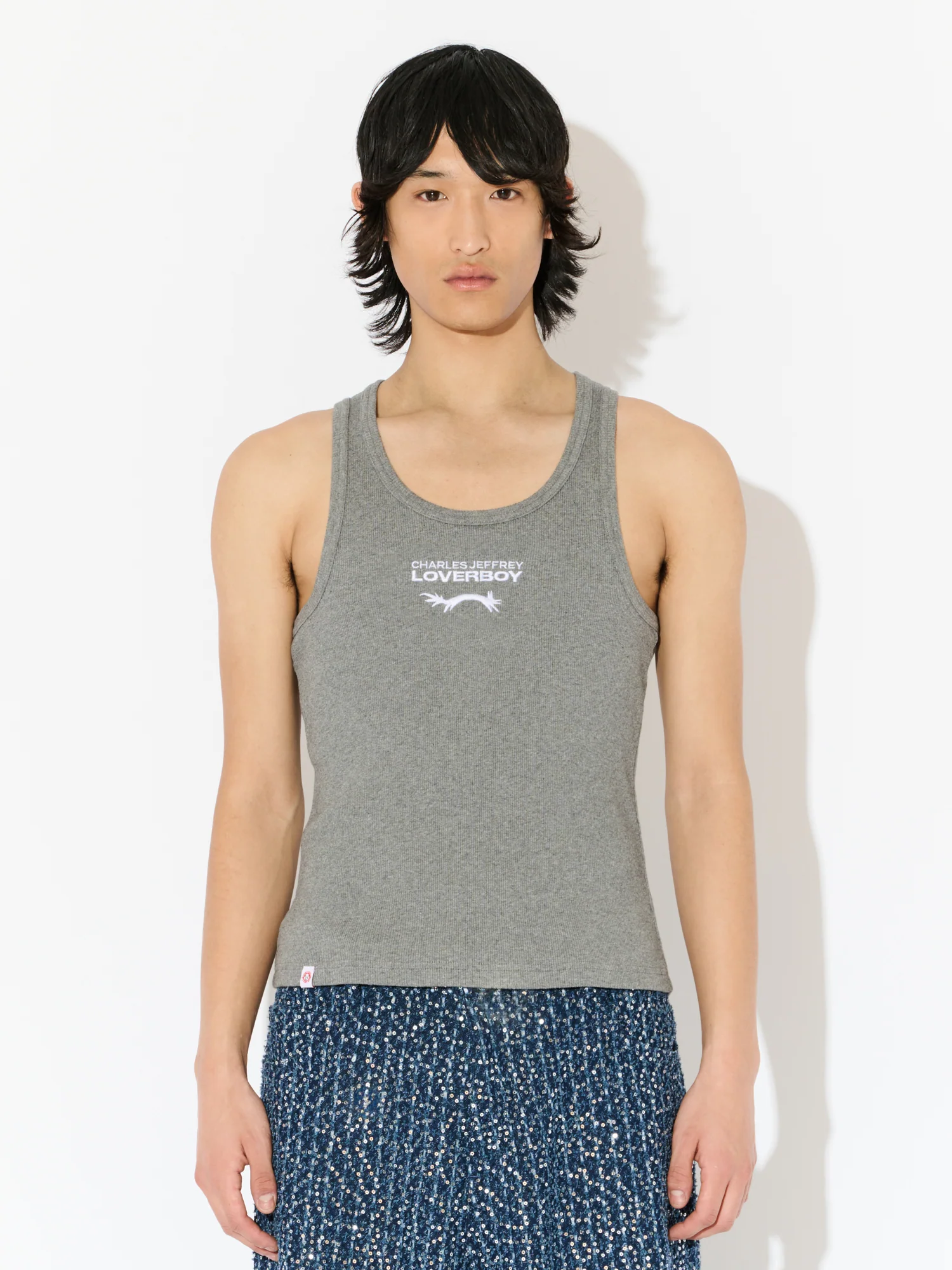 LOGO TANK TOP in GREY WHITE