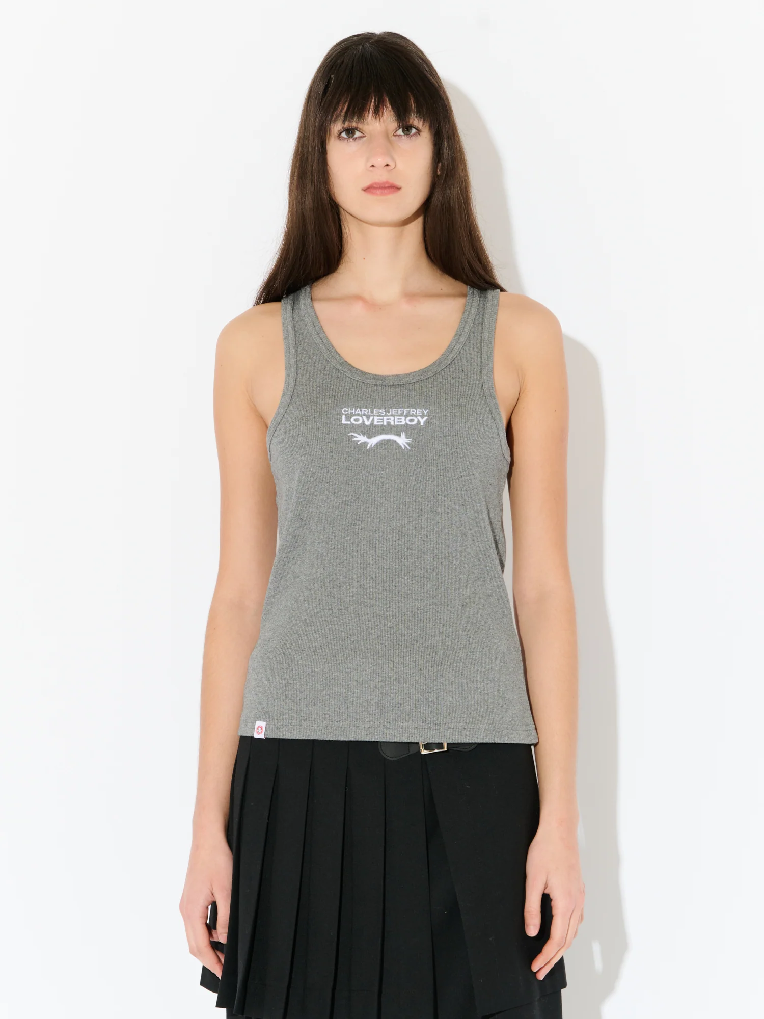 LOGO TANK TOP in GREY WHITE - Image 4