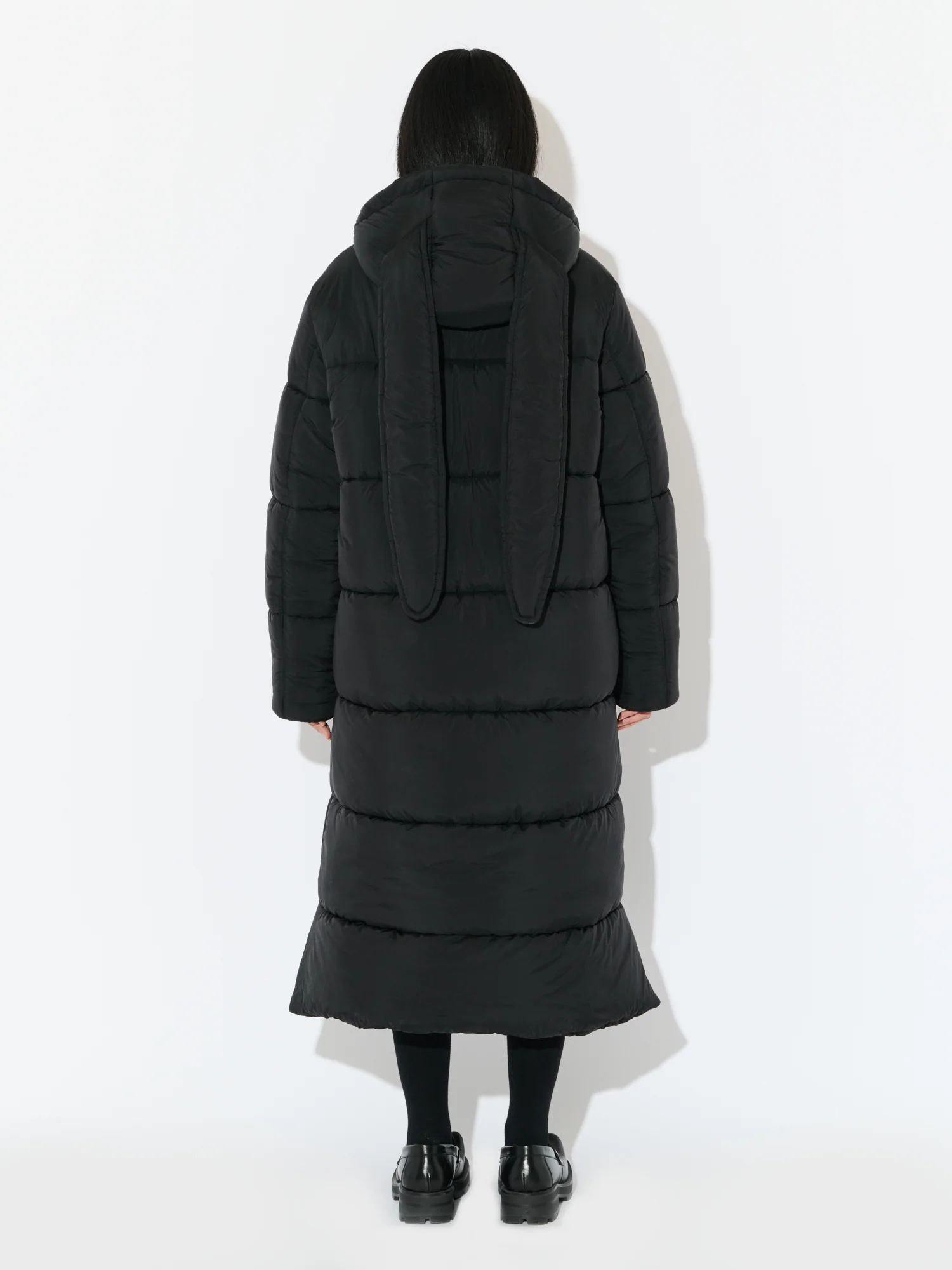 LONG BUNNY PUFFER JACKET in BLACK - Image 3