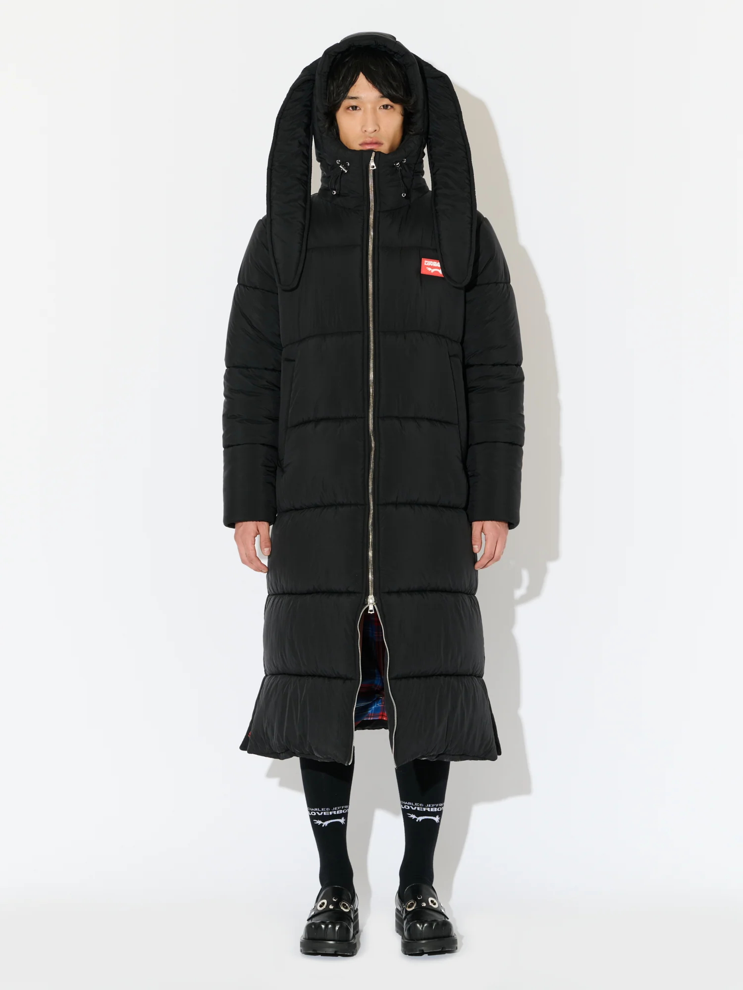 LONG BUNNY PUFFER JACKET in BLACK - Image 4