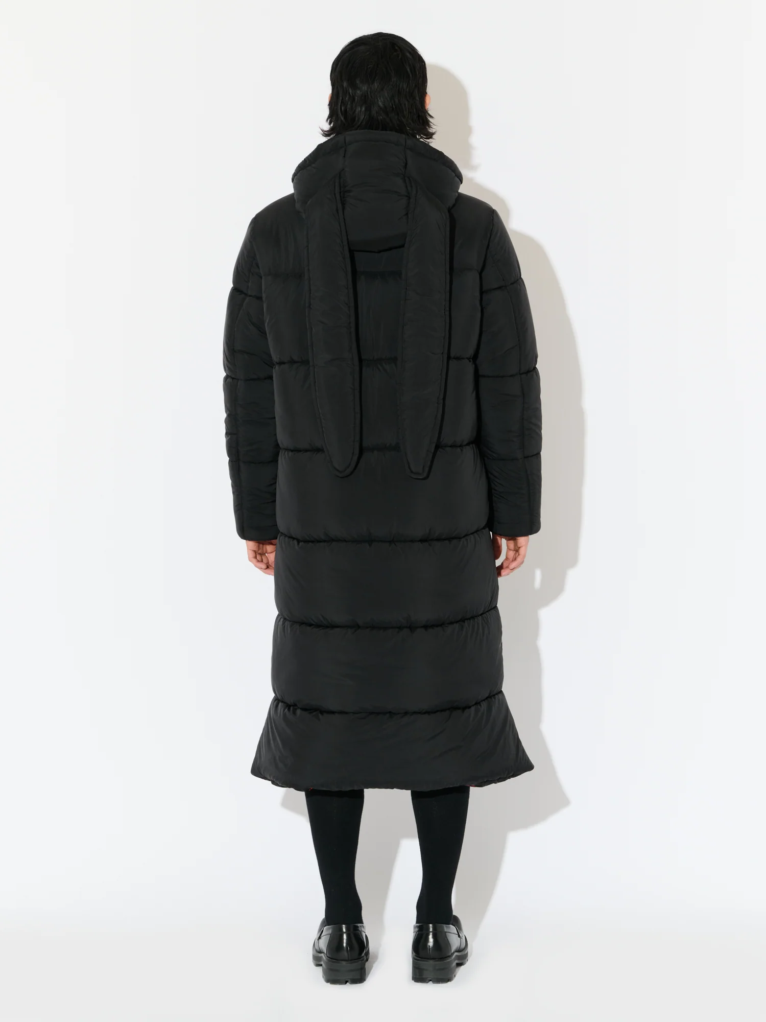LONG BUNNY PUFFER JACKET in BLACK - Image 6
