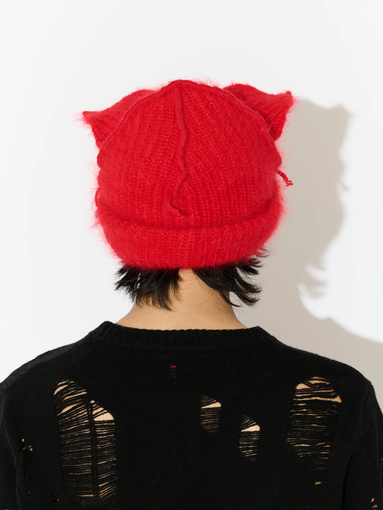 MOHAIR CHUNKY EARS BEANIE in RED - Image 4