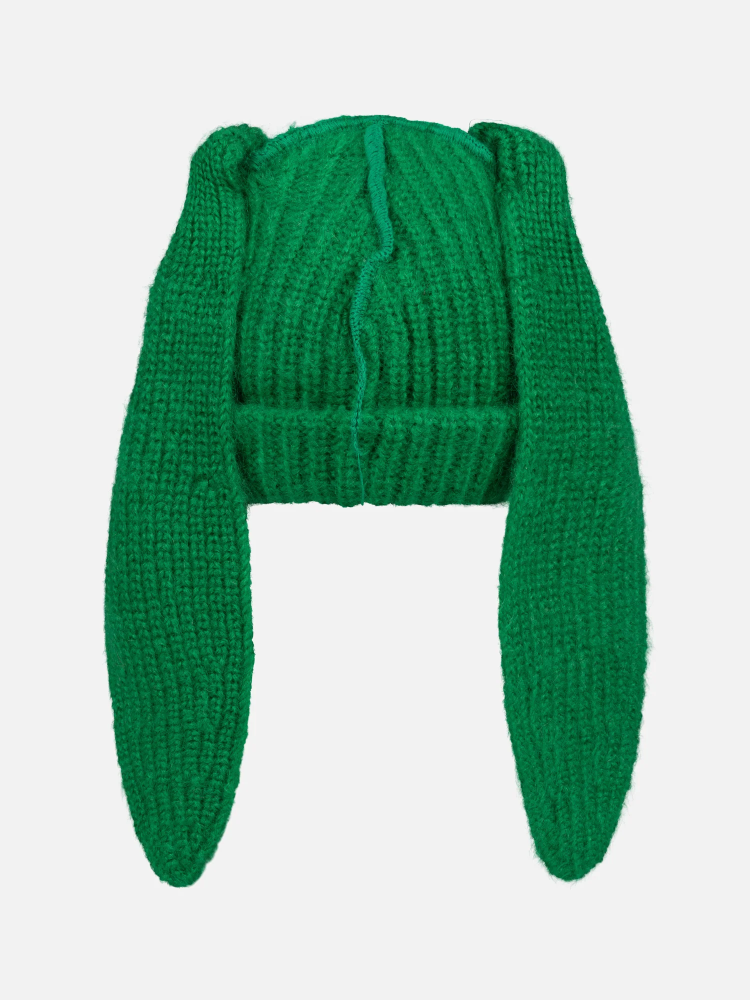 MOHAIR CHUNKY RABBIT BEANIE in GREEN - Image 5