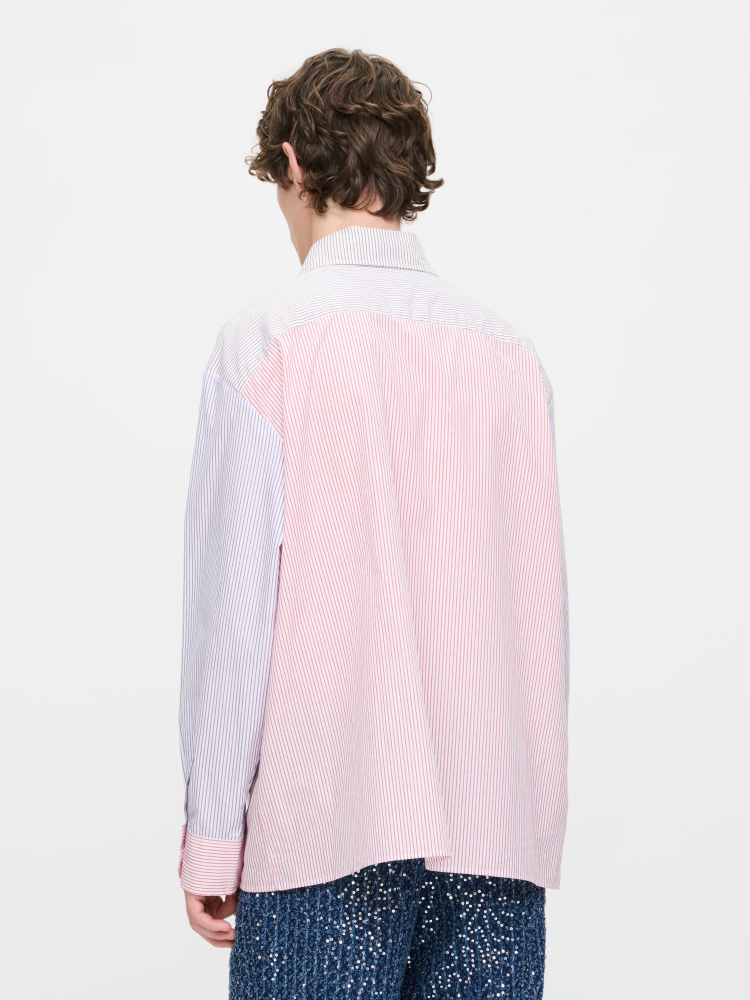 OVERSIZED LONG SLEEVE SHIRT WITH KNITTED PATCH in RED PURPLE KHAKI - Image 3