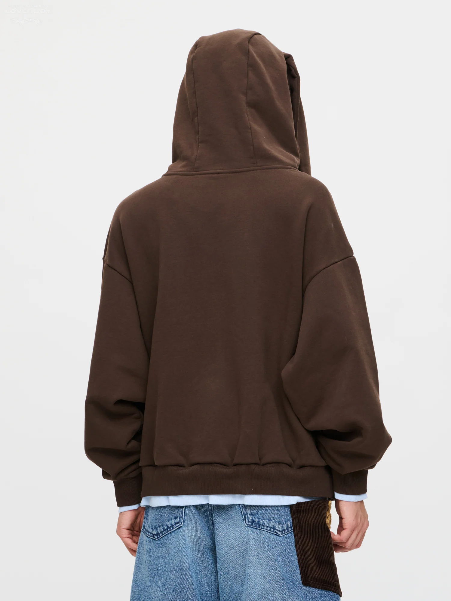 RABBIT EARS HOODY in BROWN LIGHT BLUE - Image 7