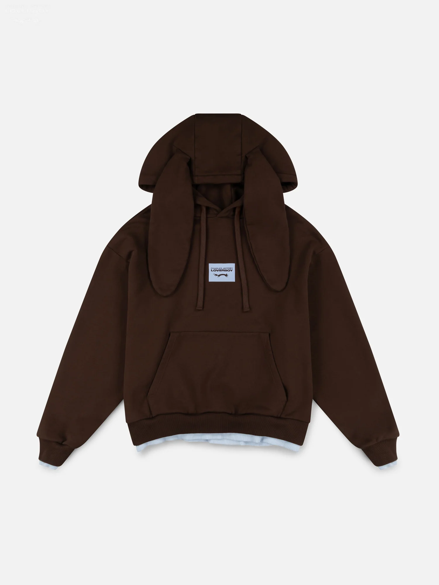 RABBIT EARS HOODY in BROWN LIGHT BLUE - Image 9