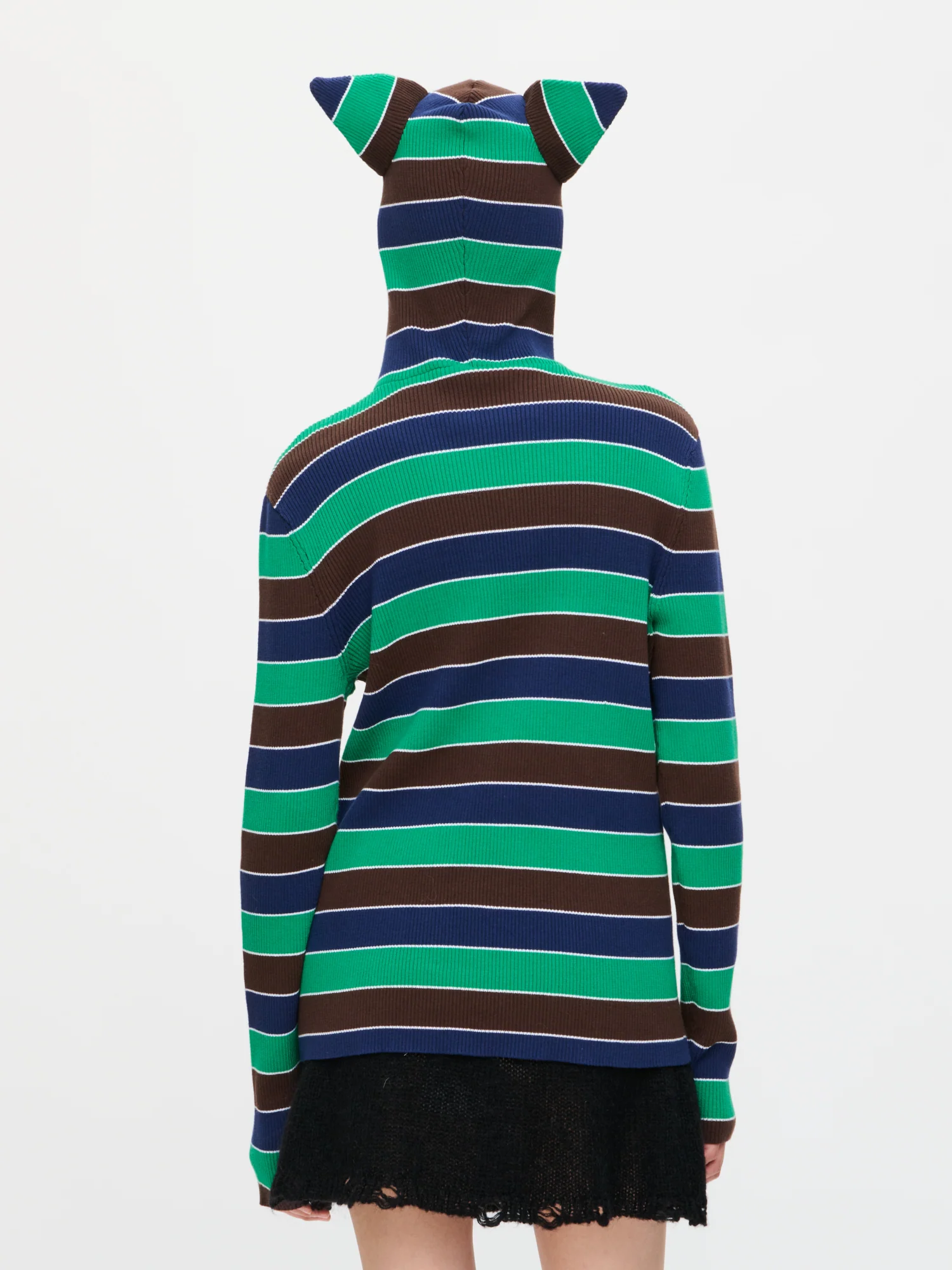 RIBBED EARS BALACLAVA JUMPER in GREEN NAVY - Image 5