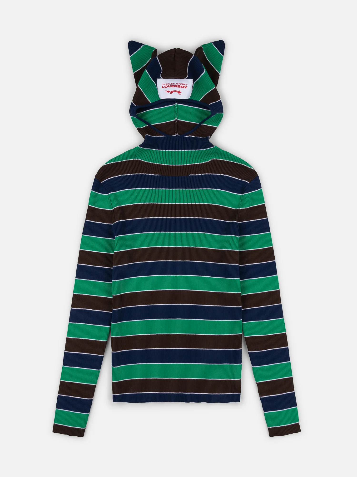 RIBBED EARS BALACLAVA JUMPER in GREEN NAVY - Image 7
