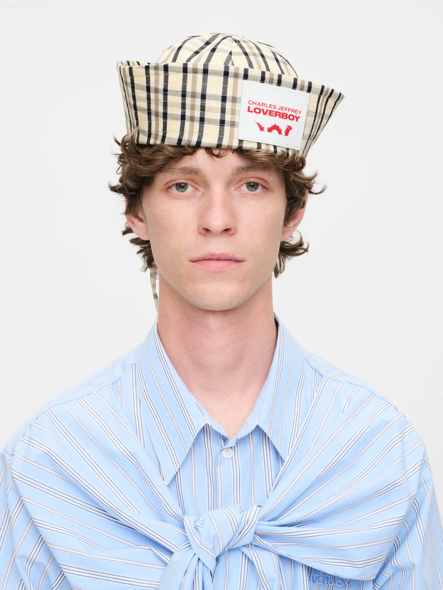 SAILOR HAT in BEIGE YELLOW TARTAN - Image 2