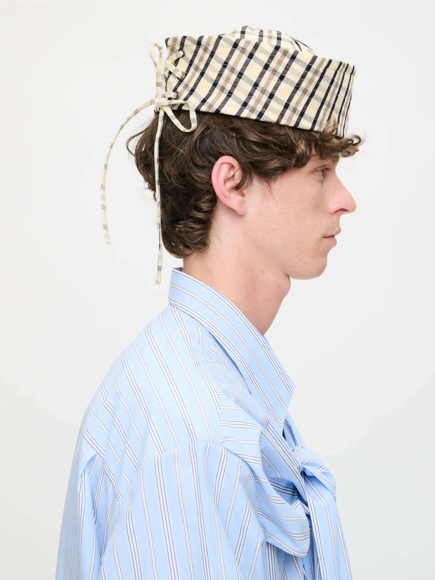 SAILOR HAT in BEIGE YELLOW TARTAN - Image 3