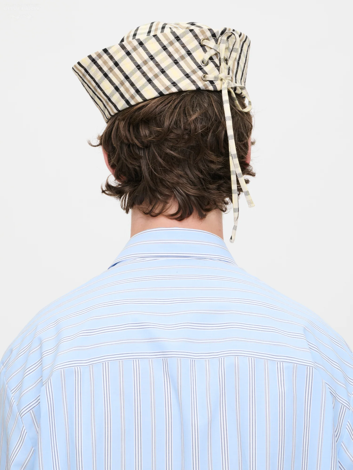 SAILOR HAT in BEIGE YELLOW TARTAN - Image 4