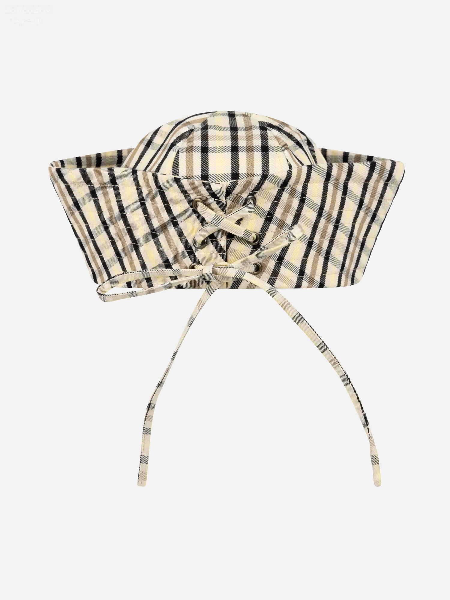 SAILOR HAT in BEIGE YELLOW TARTAN - Image 6