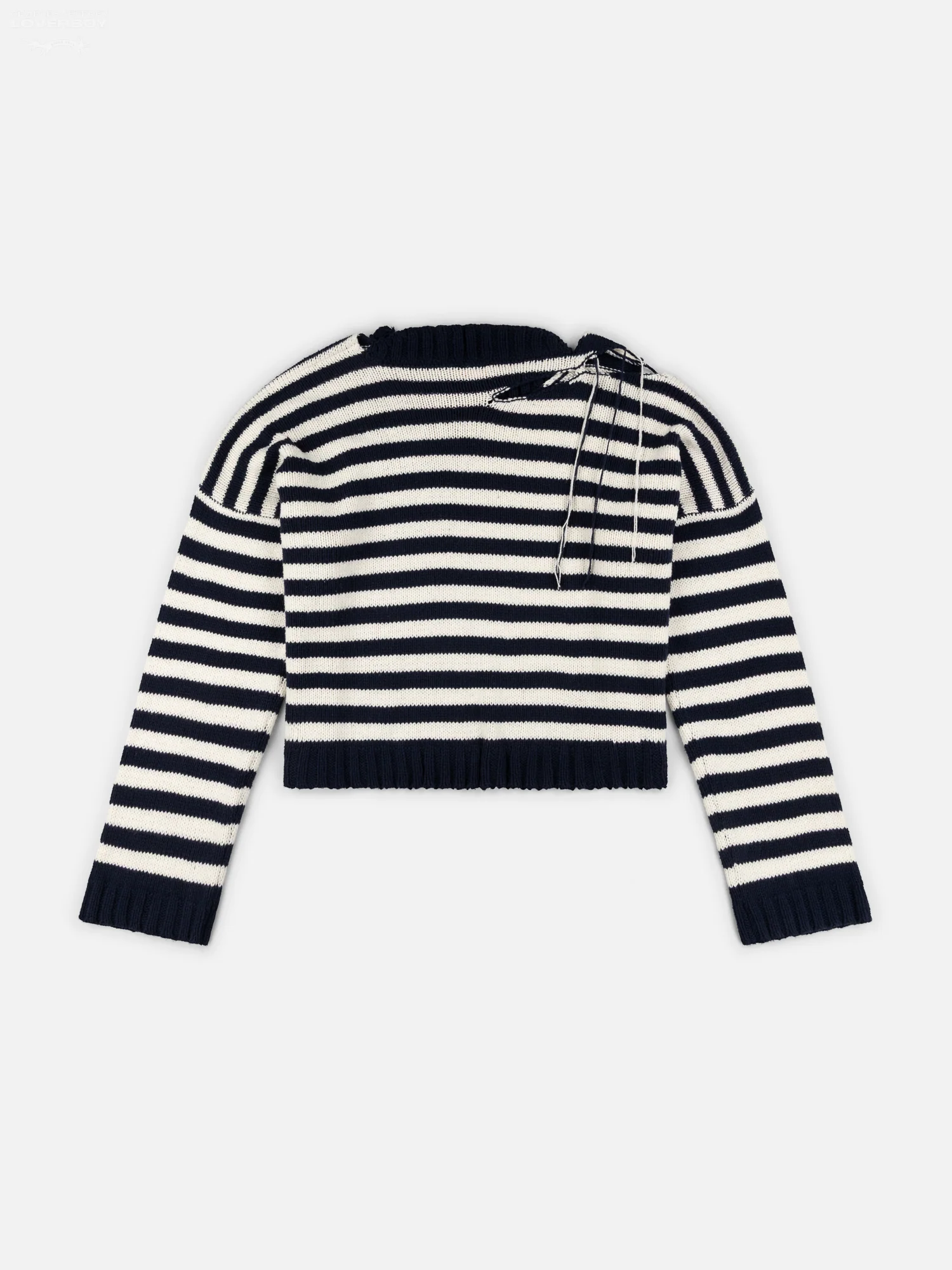 SLASH STRIPE SWEATER in NAVY ECRU STRIPE - Image 8