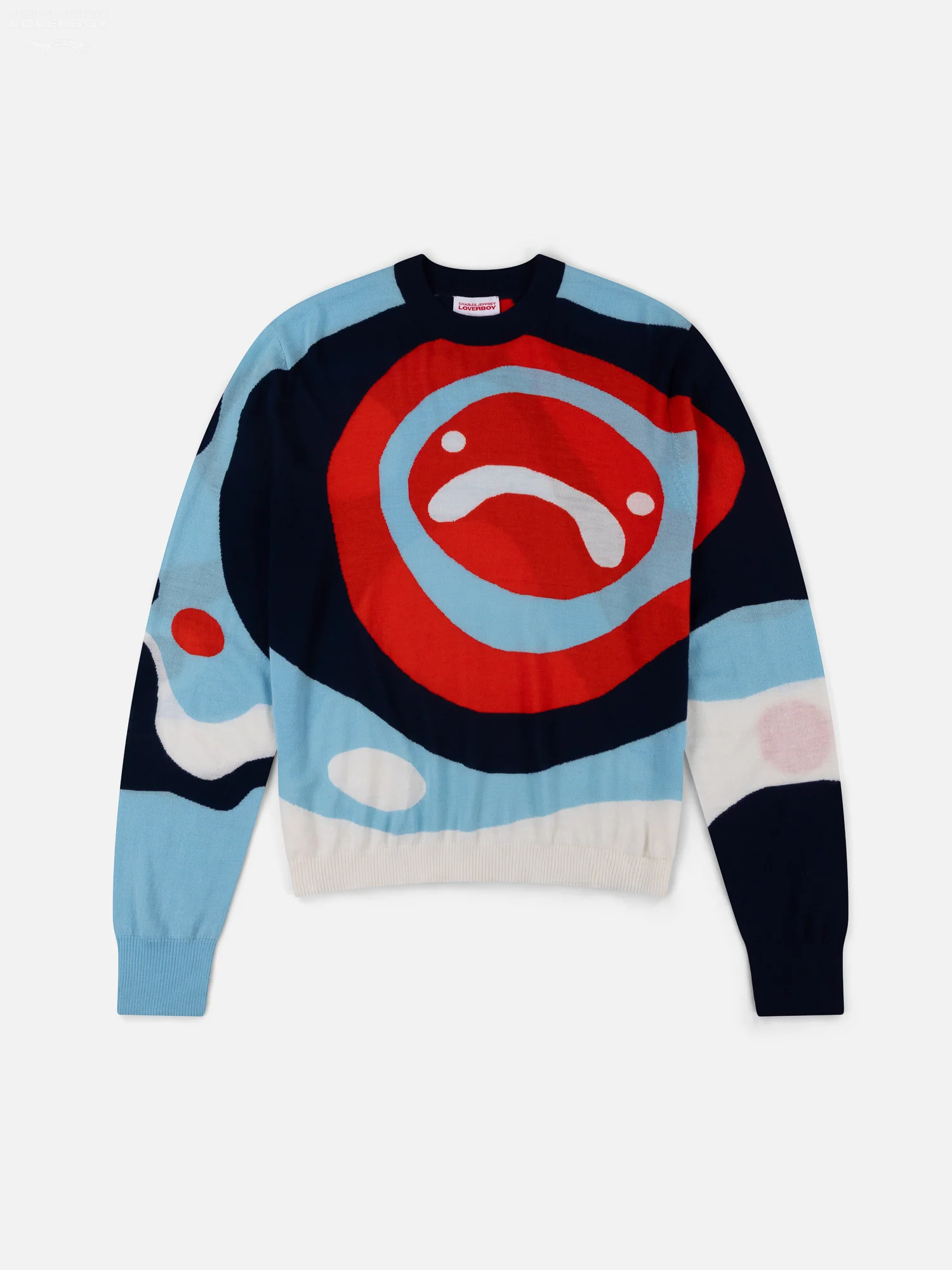 SMILEY SWEATER in RED BLUE NAVY ECRU - Image 5