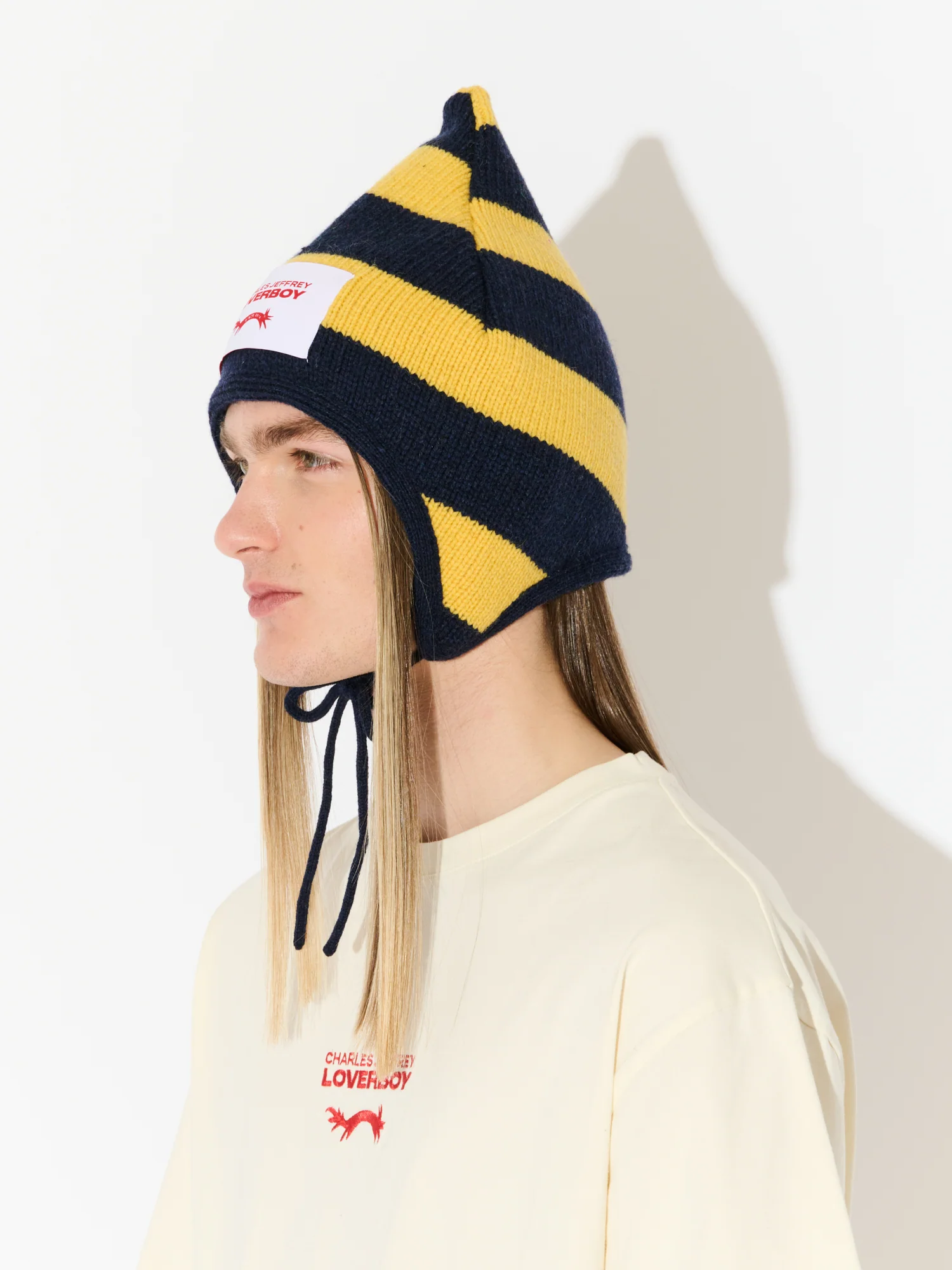 SPIKE BONNET in YELLOW NAVY BLUE - Image 3