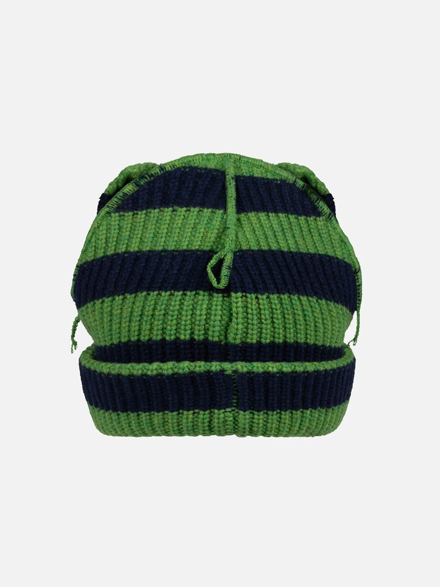 SUPERSIZED CHUNKY EARS BEANIE in GREEN NAVY - Image 5
