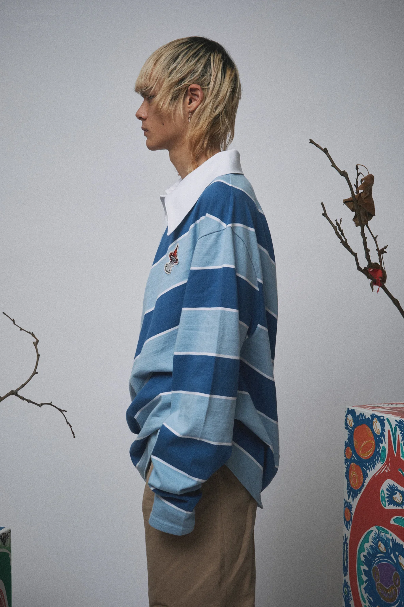 TOPSY TURVY POLO in BLUE STRIPE - Image 3