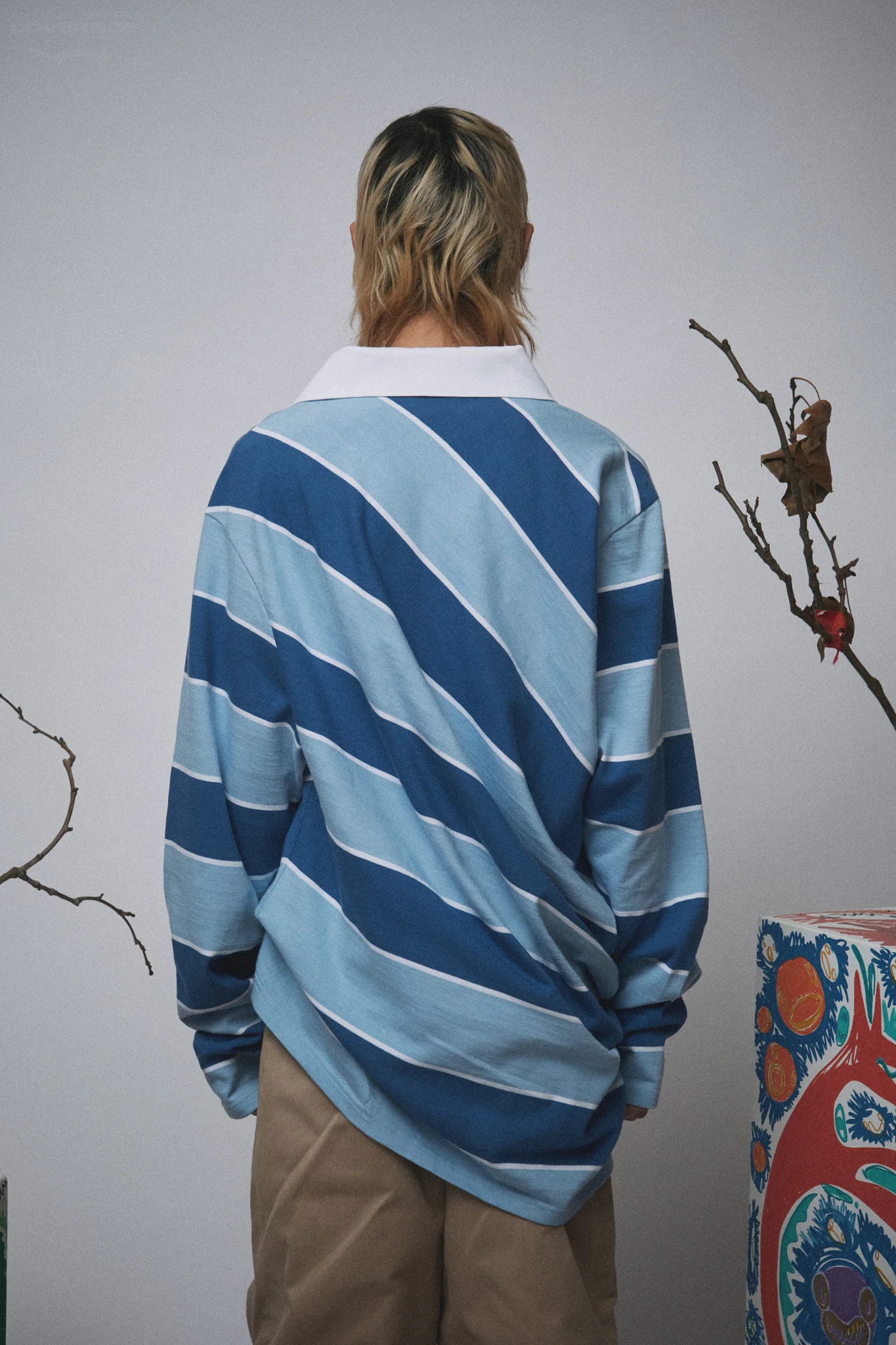 TOPSY TURVY POLO in BLUE STRIPE - Image 4