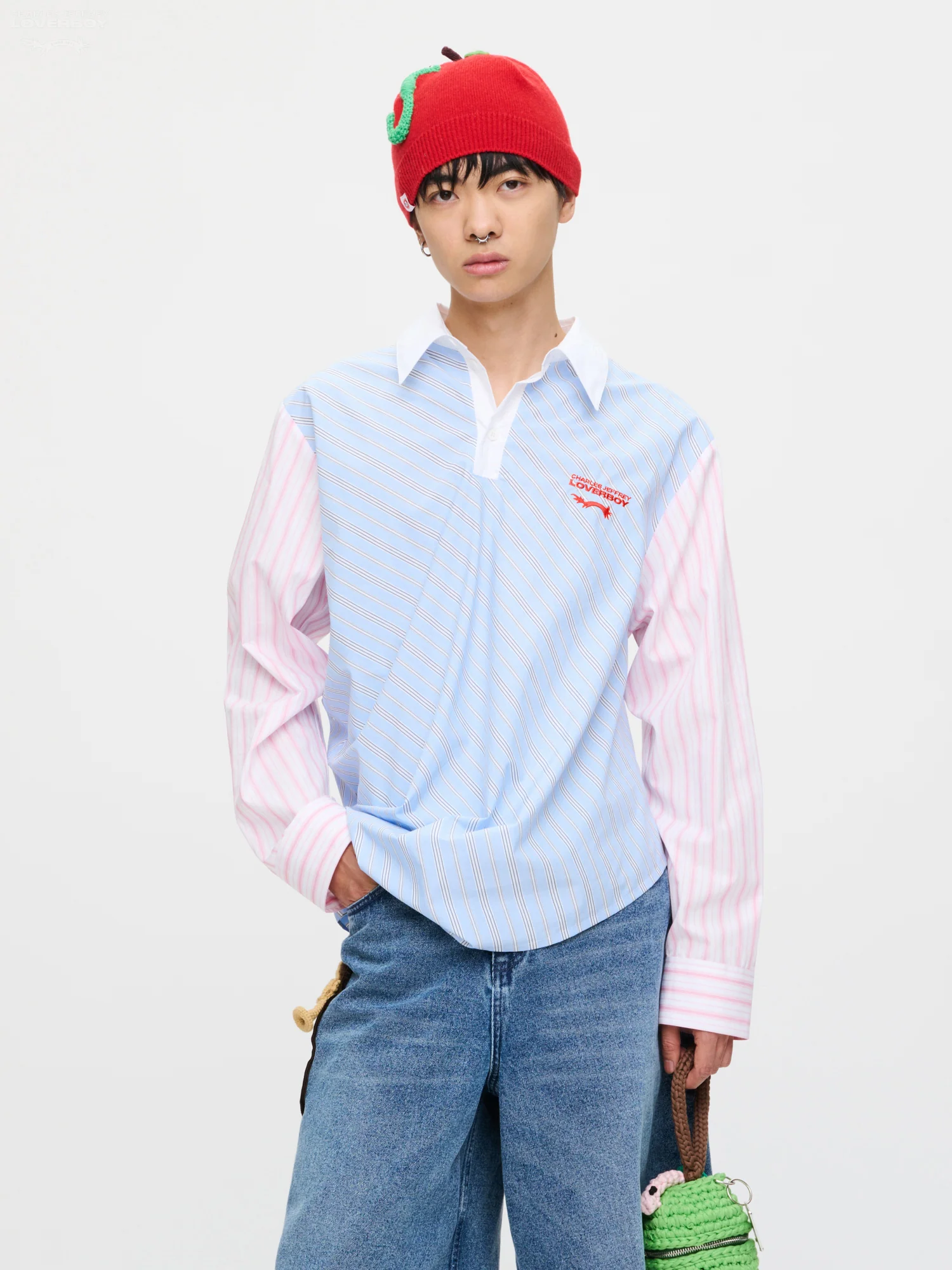TOPSY TURVY SHIRT in BLUE PINK STRIPE - Image 3