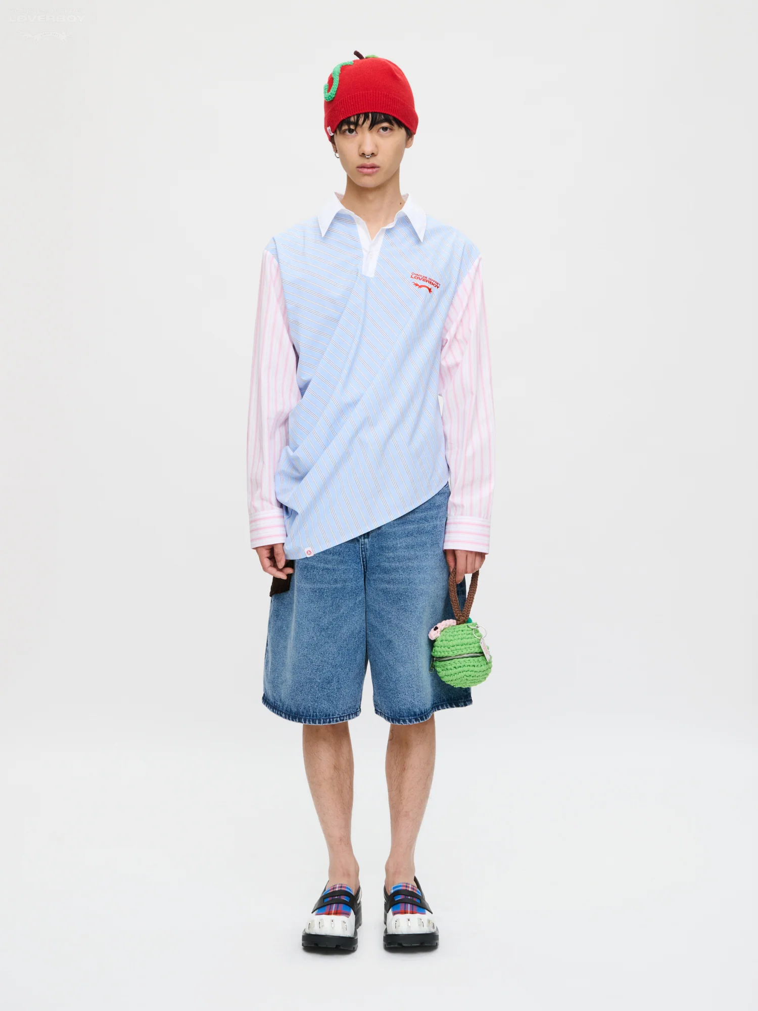 TOPSY TURVY SHIRT in BLUE PINK STRIPE - Image 4