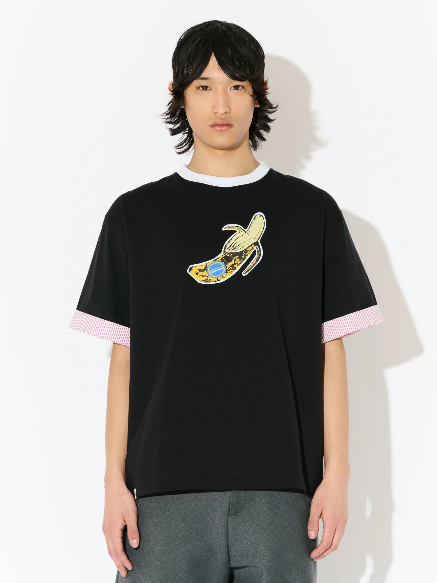 TURN UP TEE in BLACK YELLOW