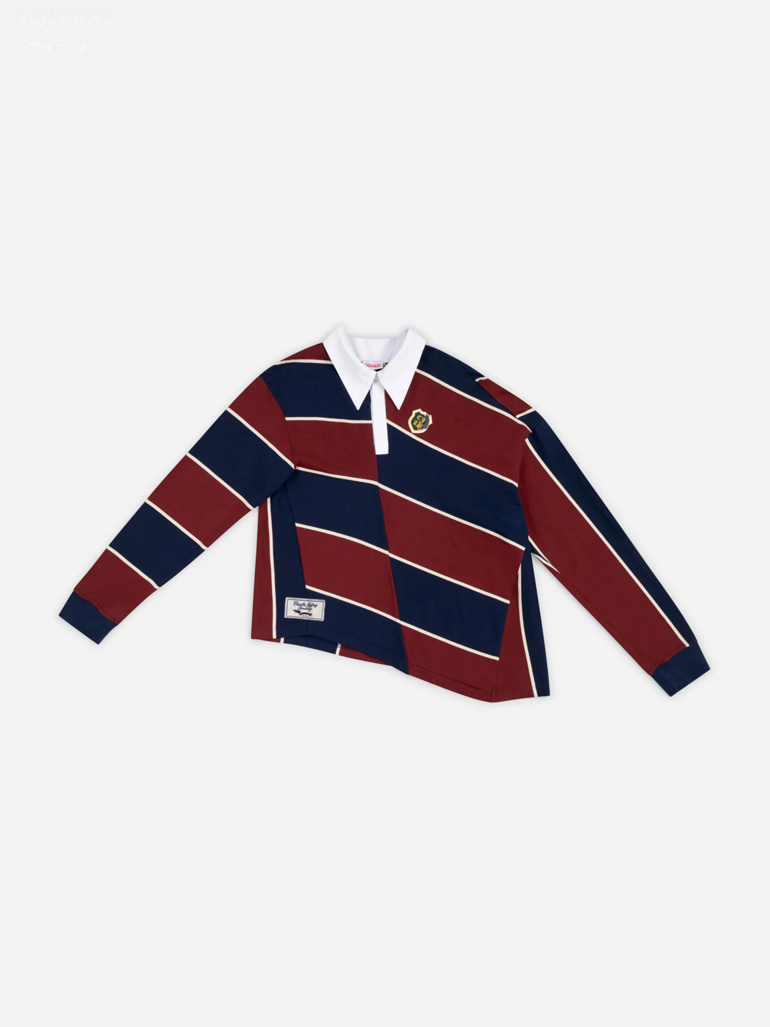 WARPED POLO in BURGUNDY NAVY STRIPE - Image 5