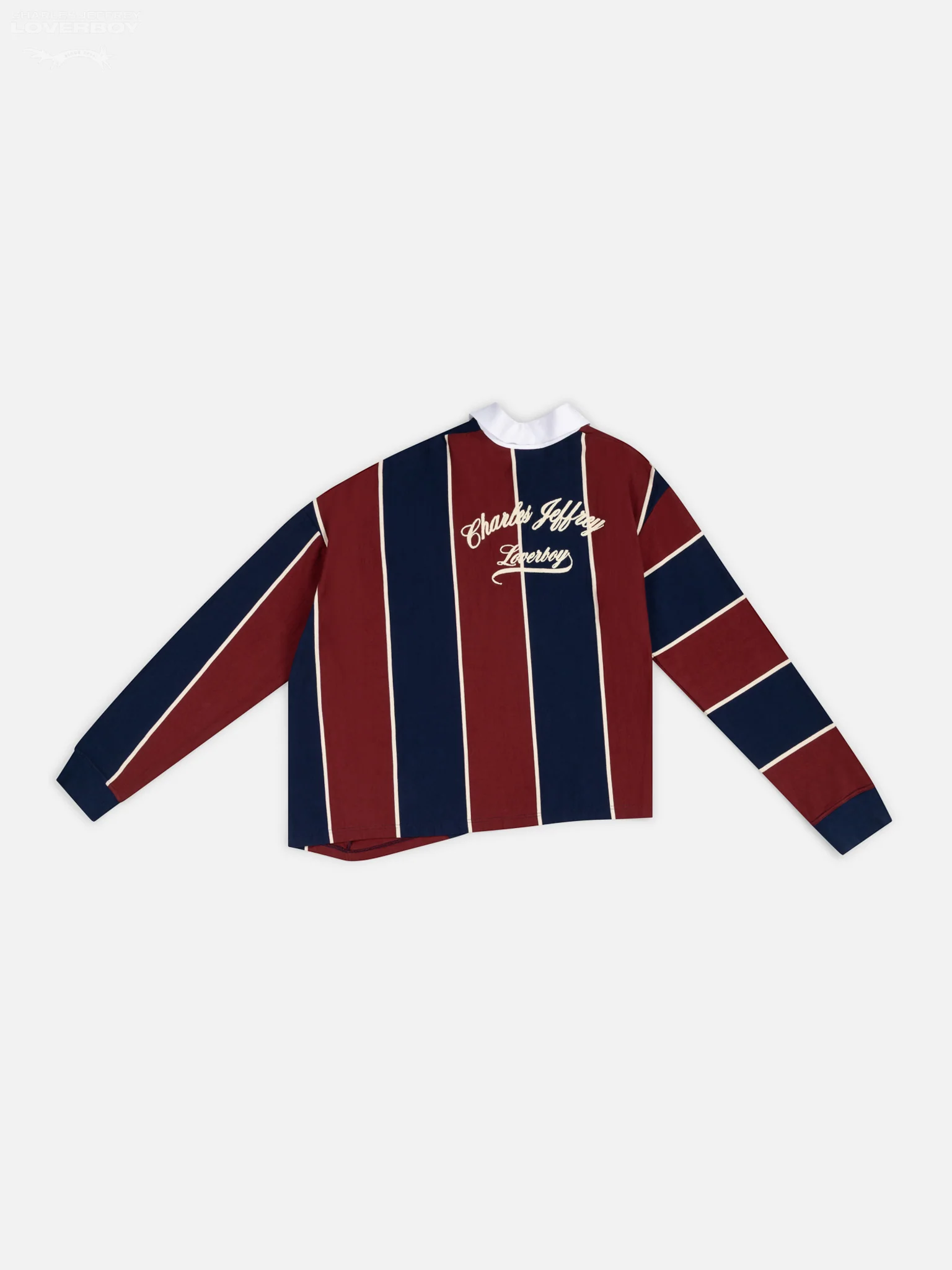 WARPED POLO in BURGUNDY NAVY STRIPE - Image 6